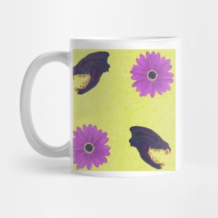 Oil Spill Hyena Skull Floral Yellow Mug